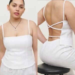 Reformation Amaya Linen Strappy Open Back
